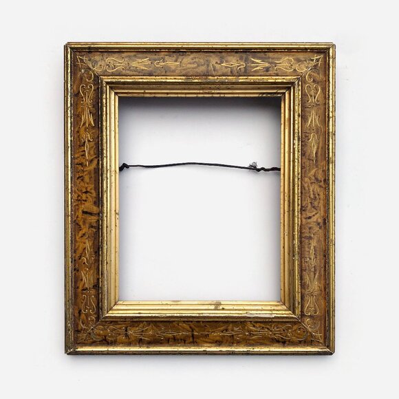 Antique Shabby Chic Gold Frame With Hand Painted Faux Marble Panels - Picture 1 of 6